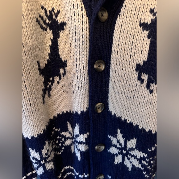 Lorenzo Magni Deer reindeer snowflake Cardigan Sweater Alpaca Wool made in Italy - Picture 7 of 10